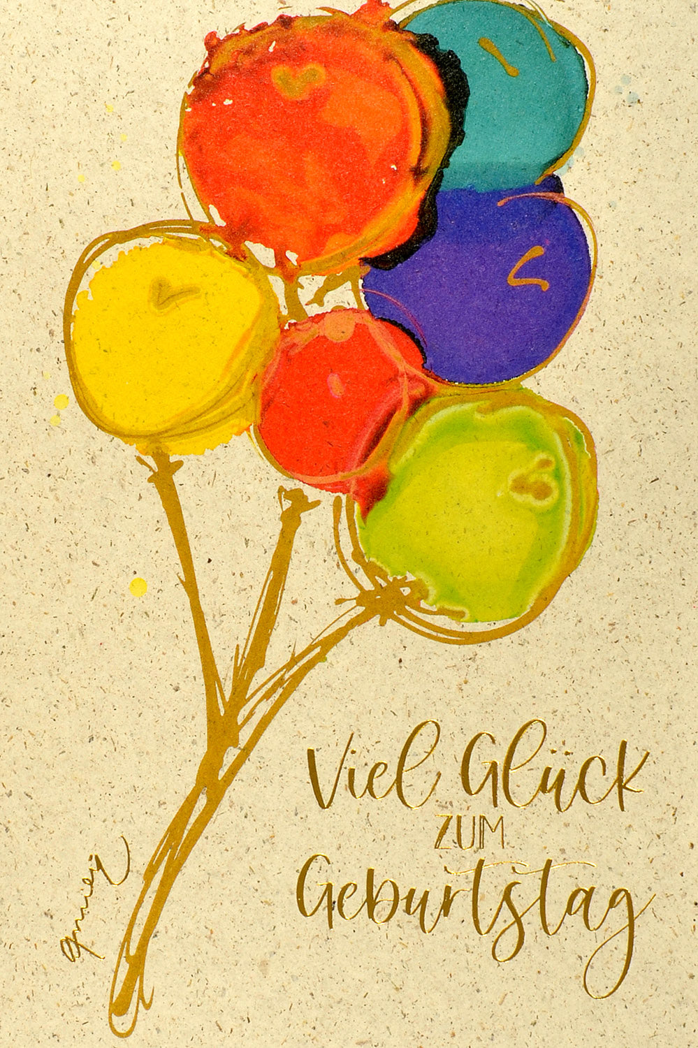 ABC Geburtstagskarte Grasspapier 1120007000 Ballons B6