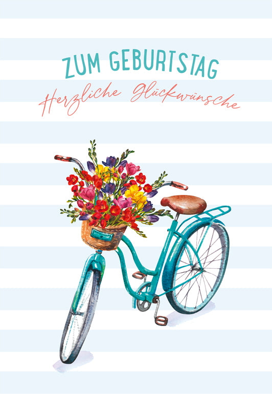 ABC Geburtstagskarte B6 51012 Fahrrad Blumen im Korb