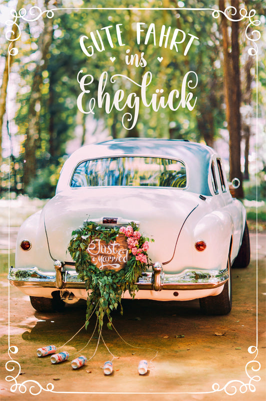 ABC Hochzeitskarte B6 51540 Auto Blumenherz