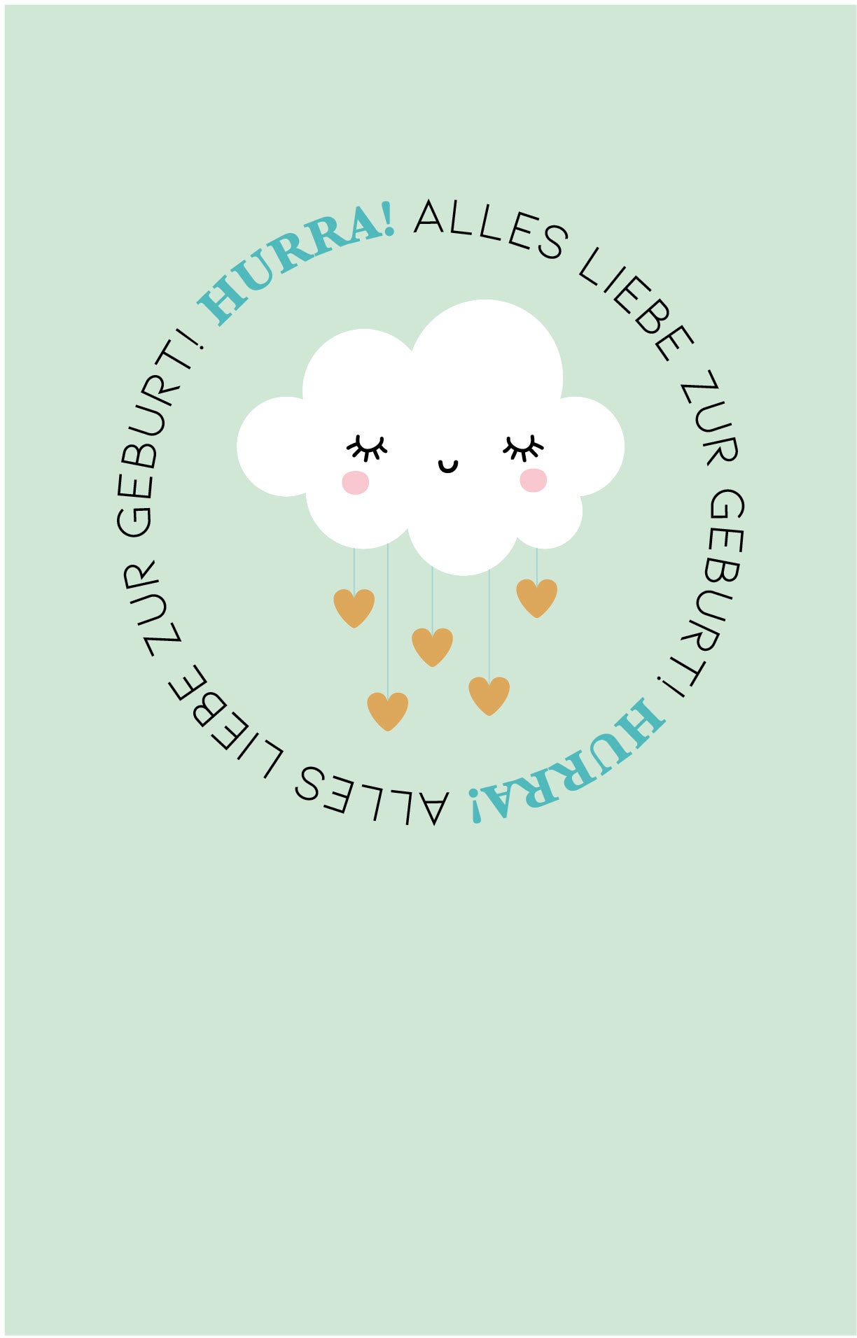 ABC Glückwunschkarte Baby B6 52652 Wolke mit Herzen