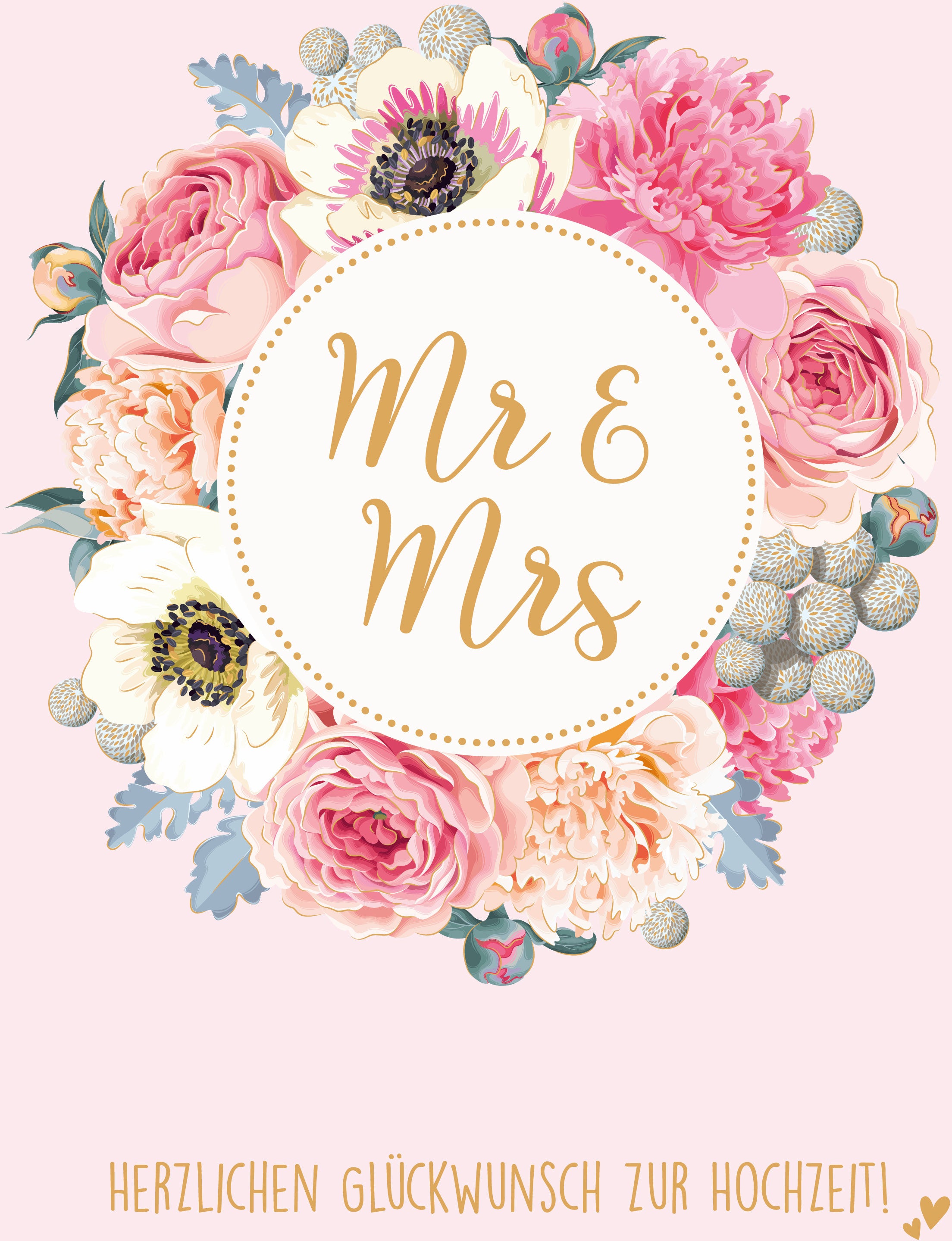 ABC Hochzeitskarte A4 53971 Blumenkranz Mr & Mrs
