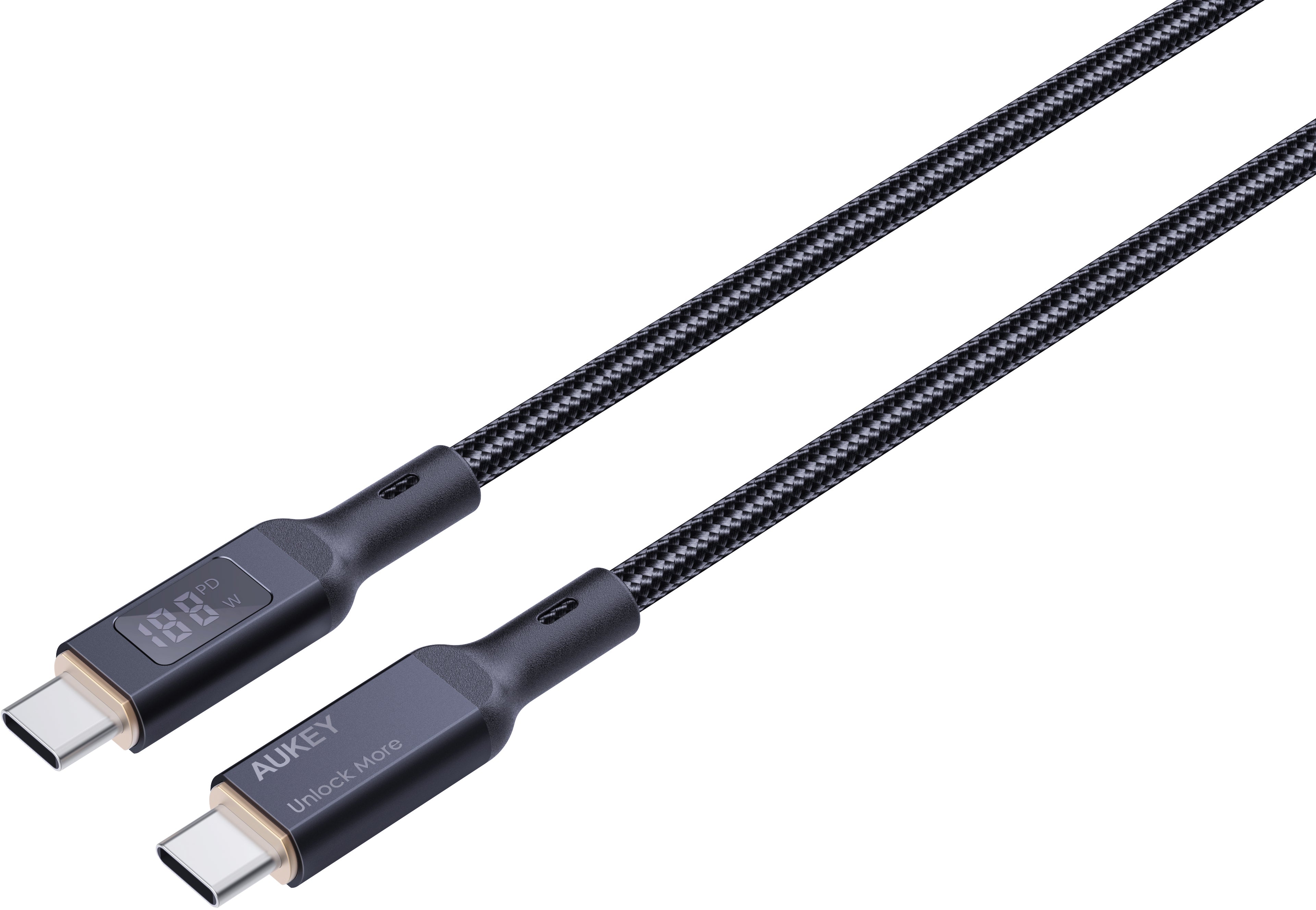 AUKEY Cable USB-C-to-C,LCD Display CB-MCC101 1.0m,Nylon Braided,100W,Bl.