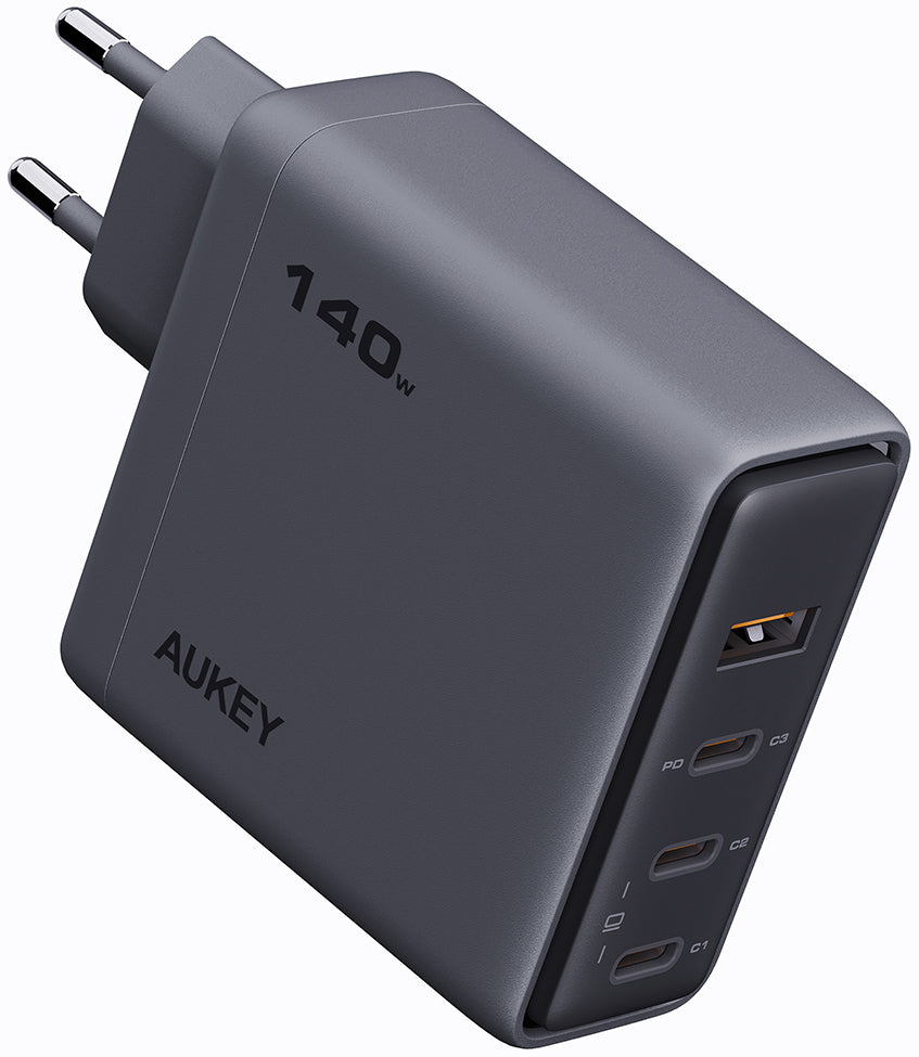 AUKEY Comet Mix 140W GaN PD PA-C6 3-Port, Wall Charger Grey