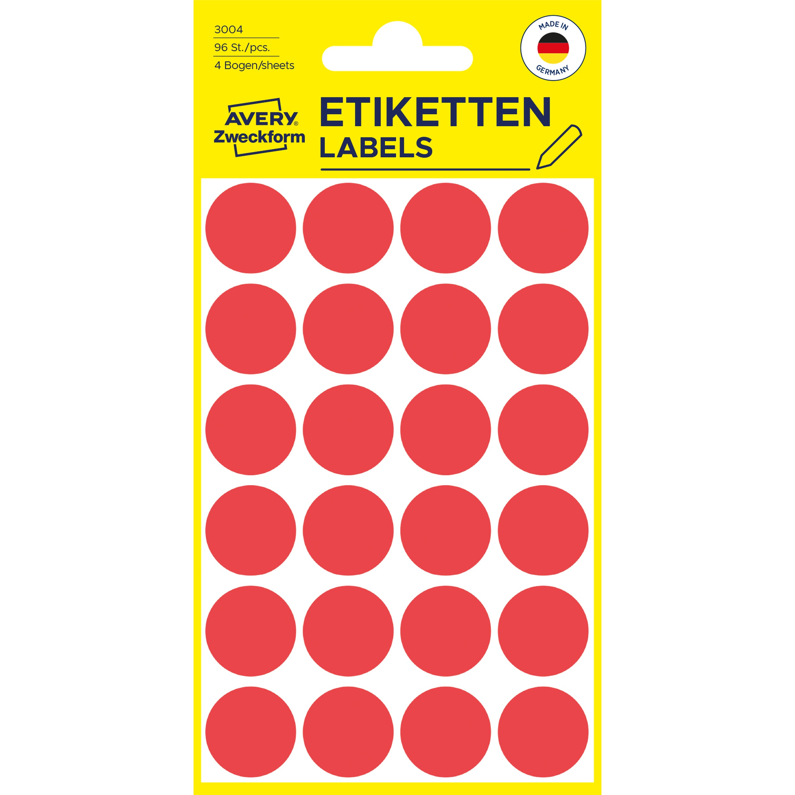 AVERY ZWECKFORM Markierungspunkte 18mm 3004 rot 96 Stück