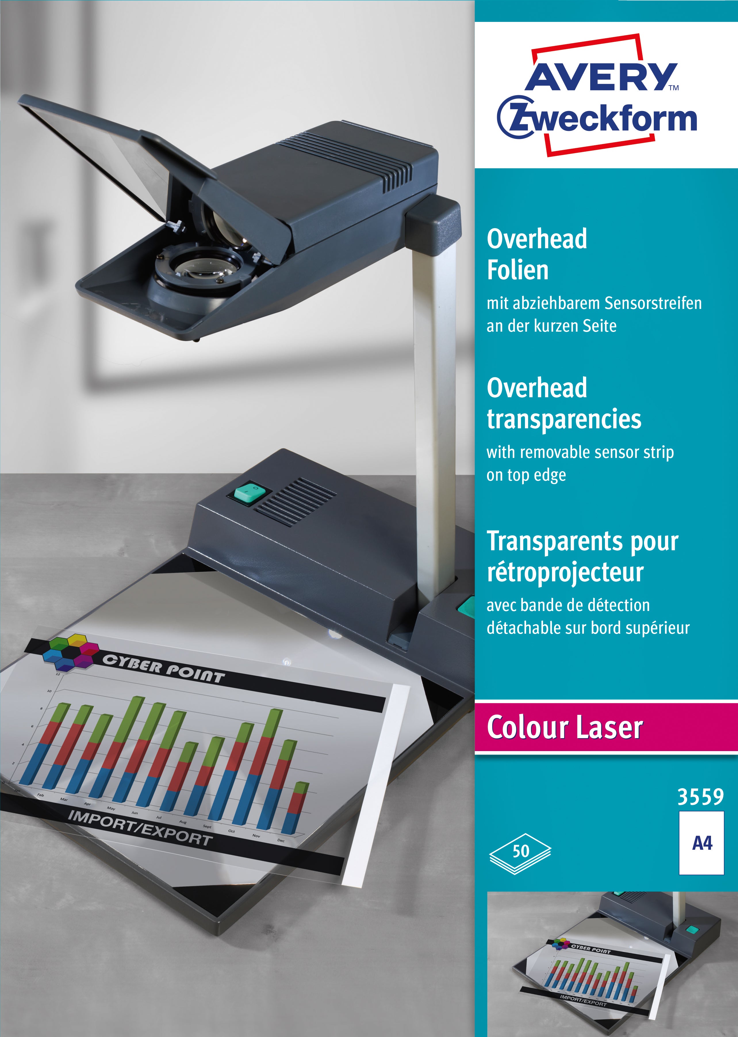 AVERY ZWECKFORM Overhead-Folie A4 3559Z 0,10mm Laser 50 Blatt