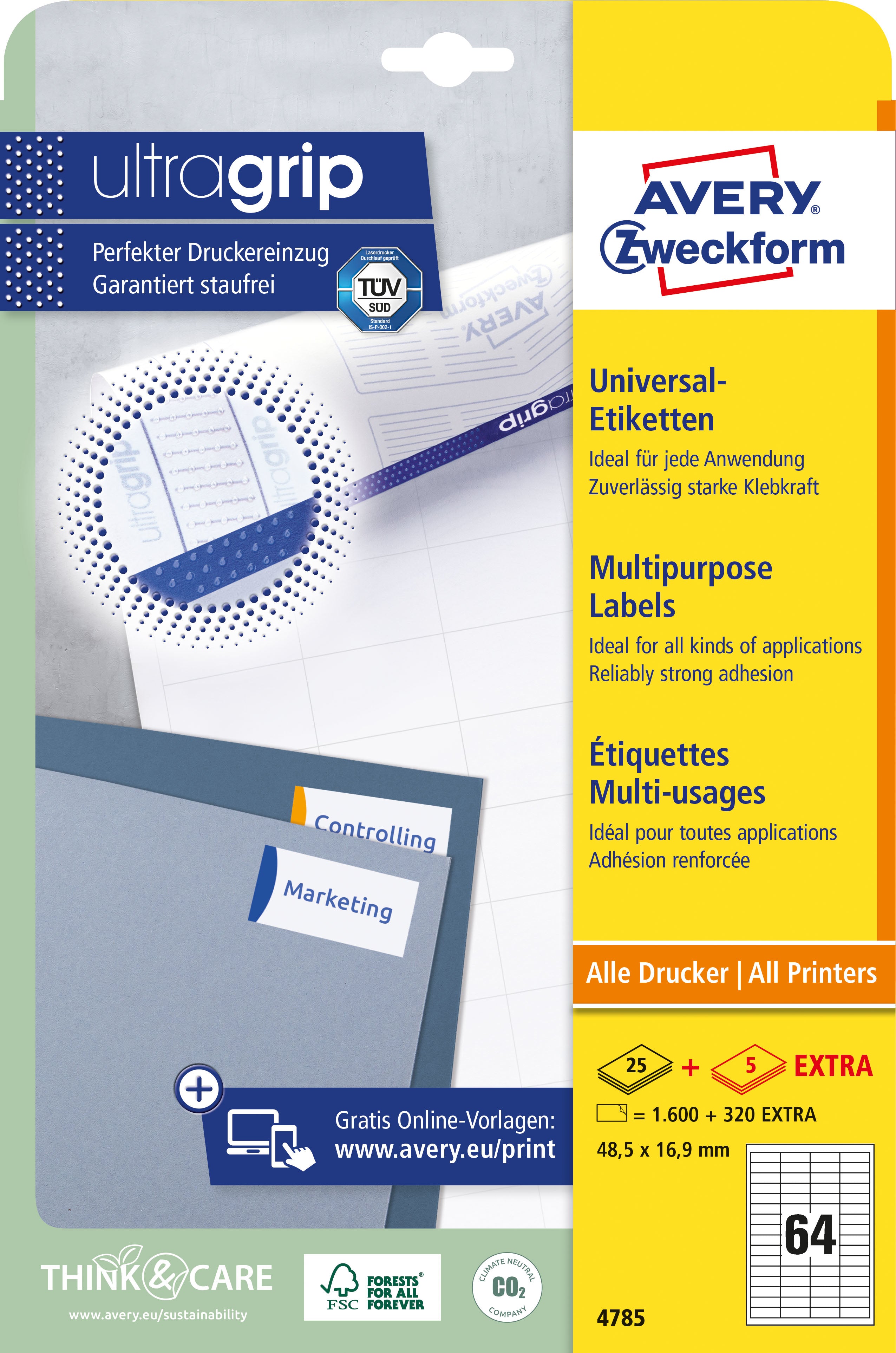 AVERY ZWECKFORM Universal-Etiketten 485x169mm 4785Z weiss 30 Blatt