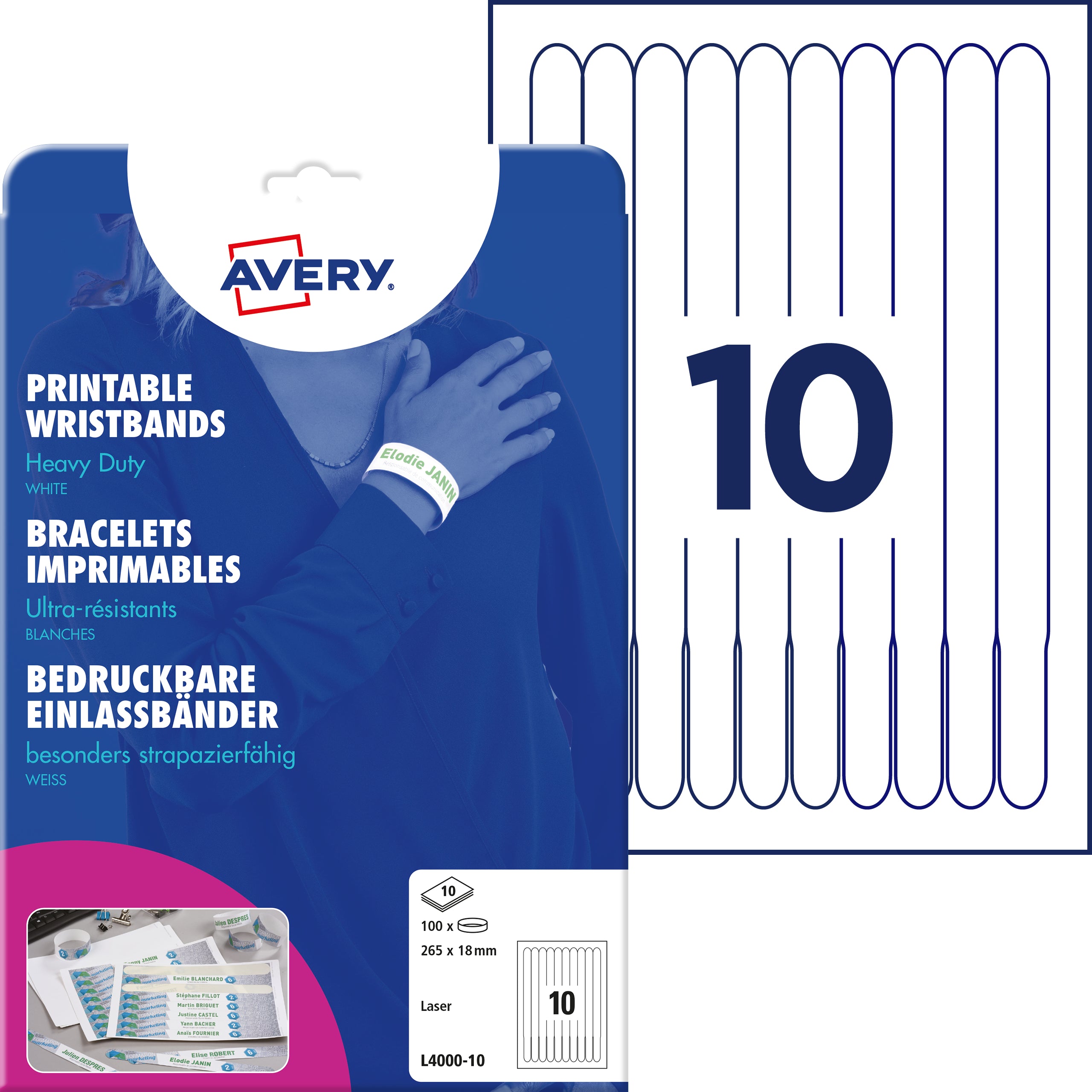 AVERY ZWECKFORM Einlassbänder 265x18mm L400010 weiss 10 Blatt