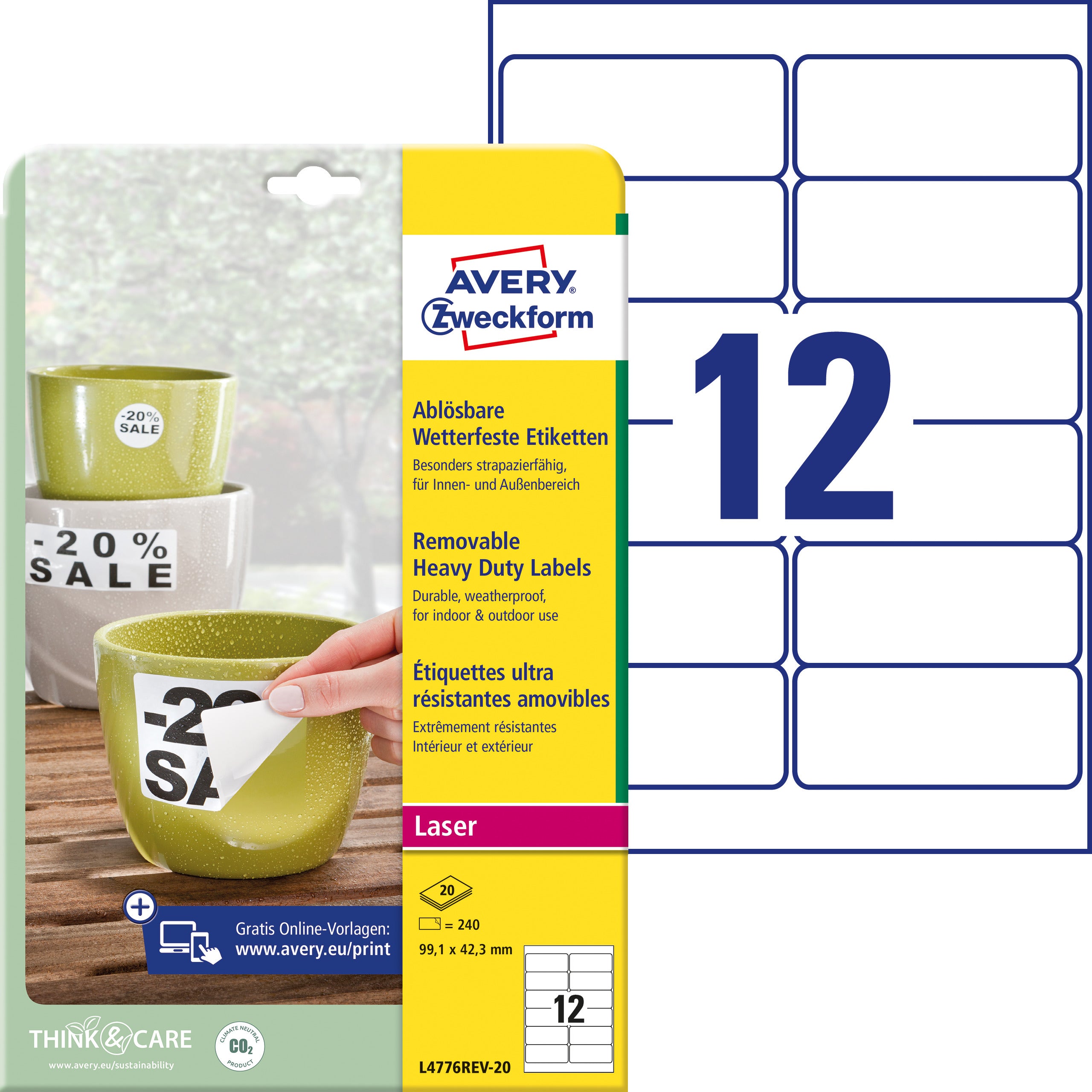 AVERY ZWECKFORM Etiketten 99,1x42,3mm L4776REV2 240 Stück