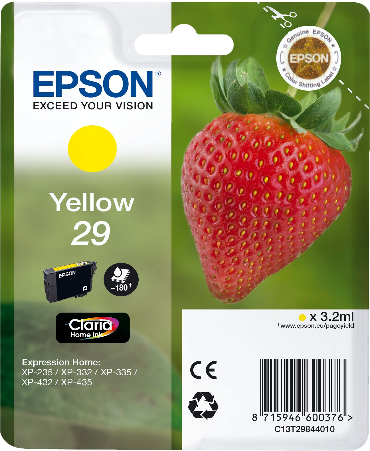 EPSON Tintenpatrone 29 yellow T298440 XP-235/335/435 180 Seiten