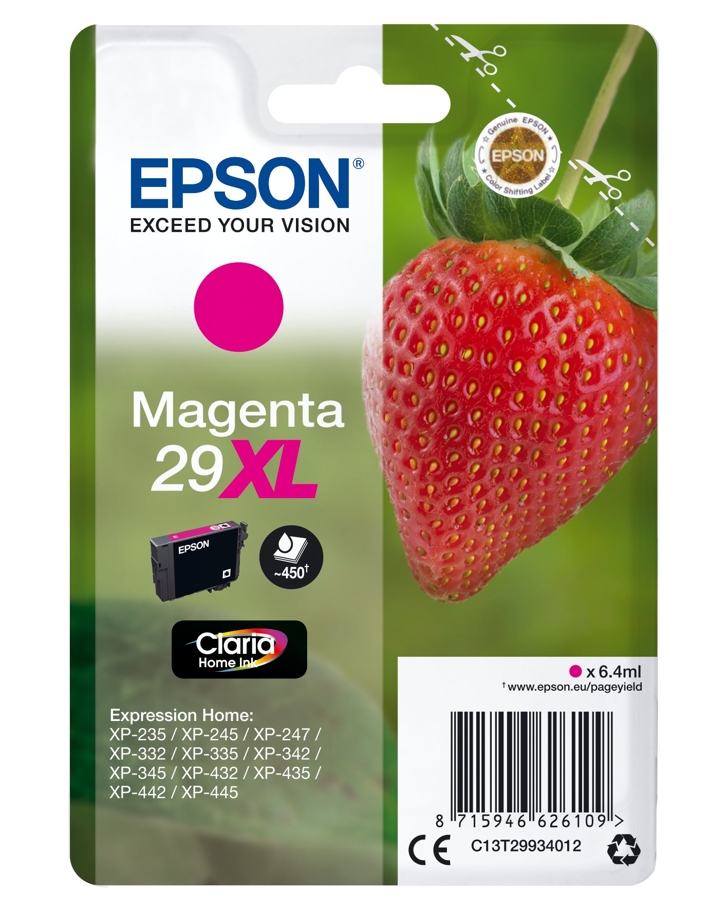EPSON Tintenpatrone 29XL magenta T299340 XP-235/335/435 450 Seiten