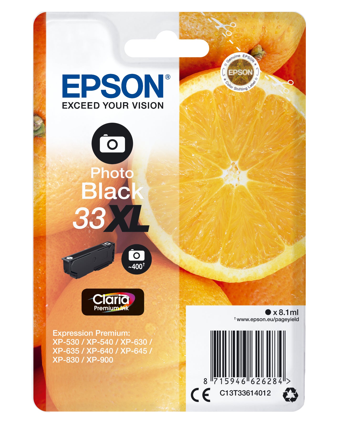EPSON Tintenpatrone 33XL ph.schwarz T336140 XP-530/630/830 400 Seiten