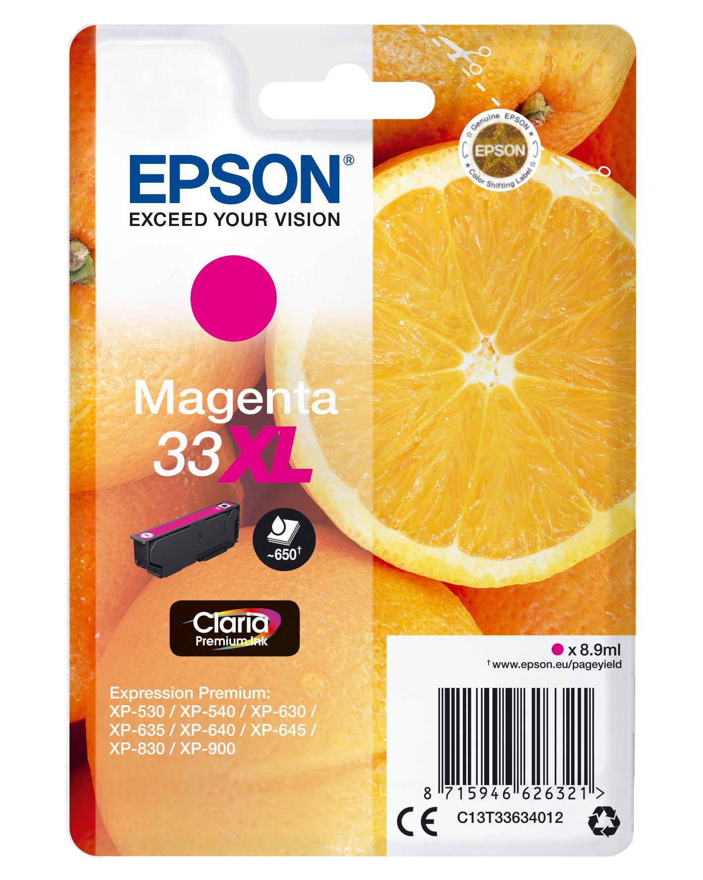 EPSON Tintenpatrone 33XL magenta T336340 XP-530/630/830 650 Seiten