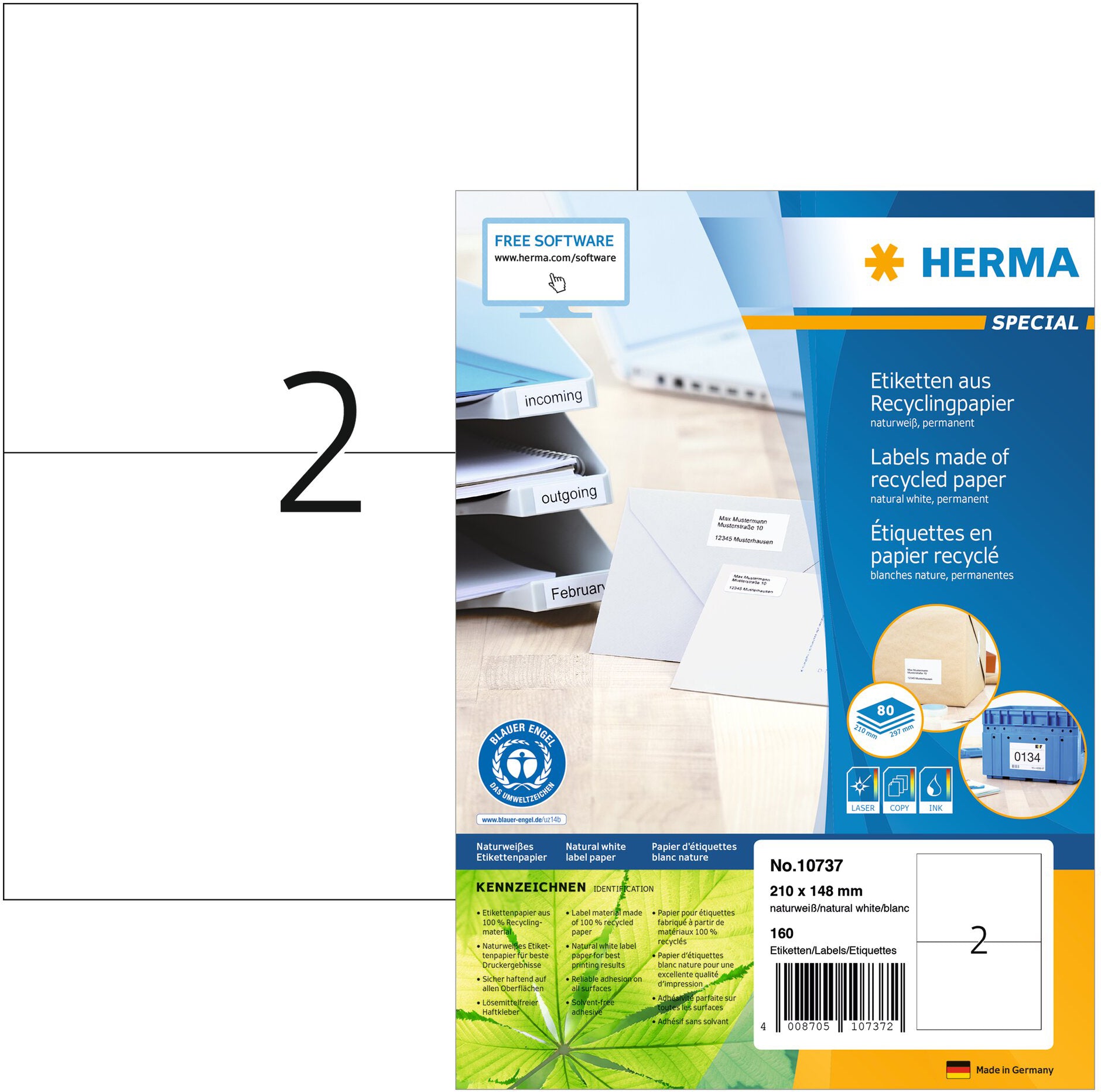 HERMA Etiketten 210x148mm 10737 recycling 160 Stück