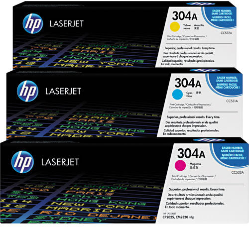 HP Toner Tri-Pack 304A CMY CF372AM Color LaserJet CP2025 2800 S.
