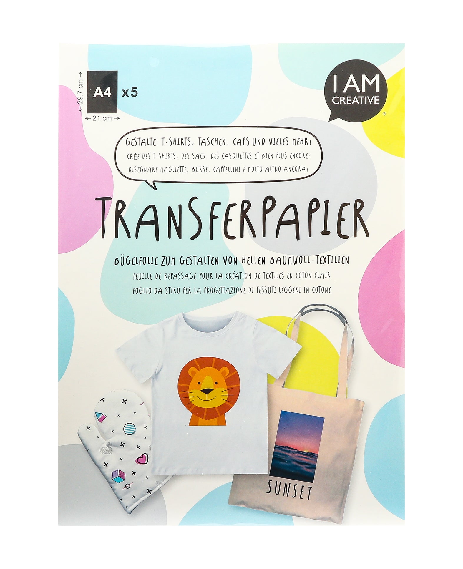 I AM CREATIVE Bügelfolie A4 4010.54 helle Textilien 5 Blatt