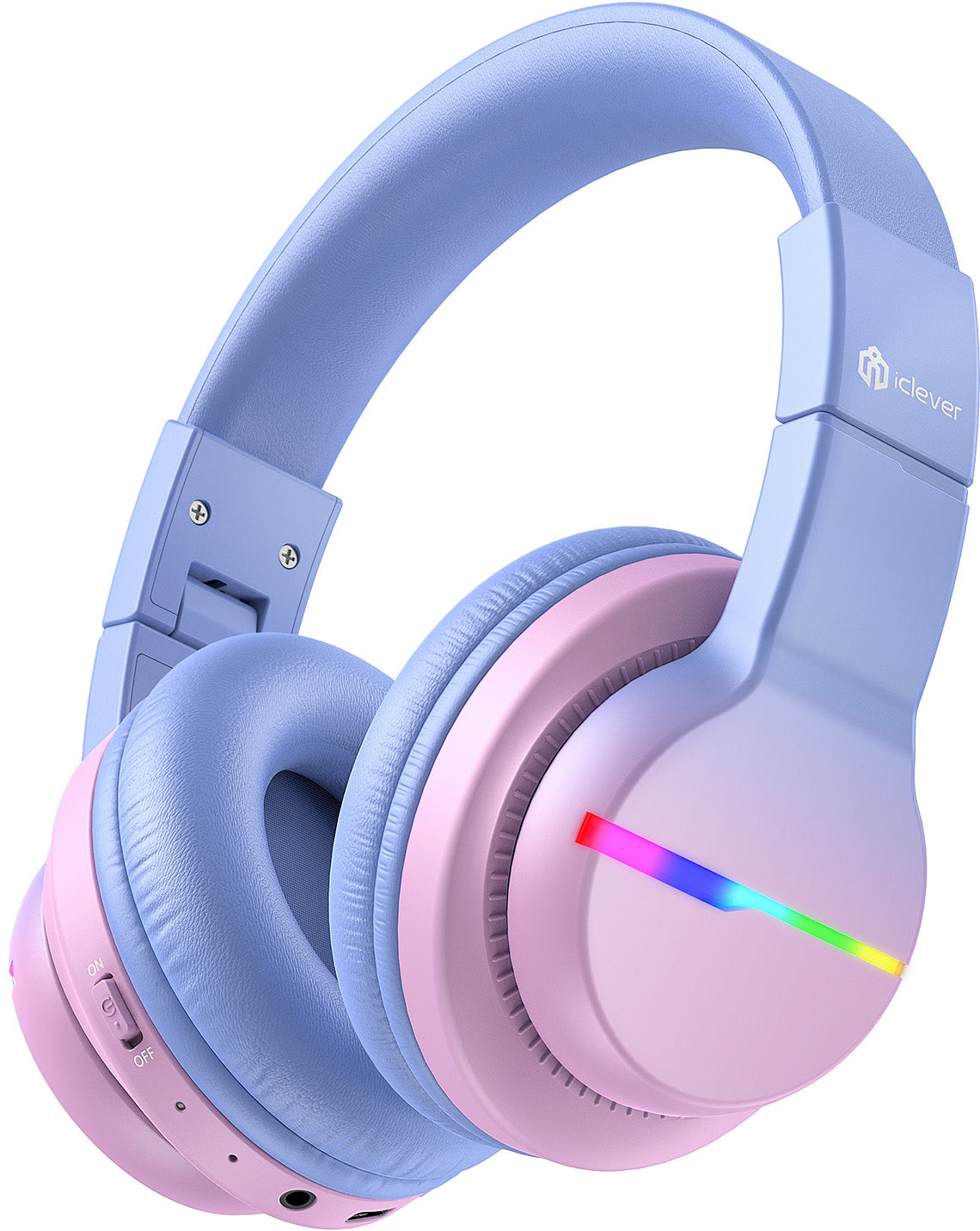 ICLEVER BTH12 Headphones Kids BT LED C03-1702N-29 74/85 dB, 55h Gradient Pink