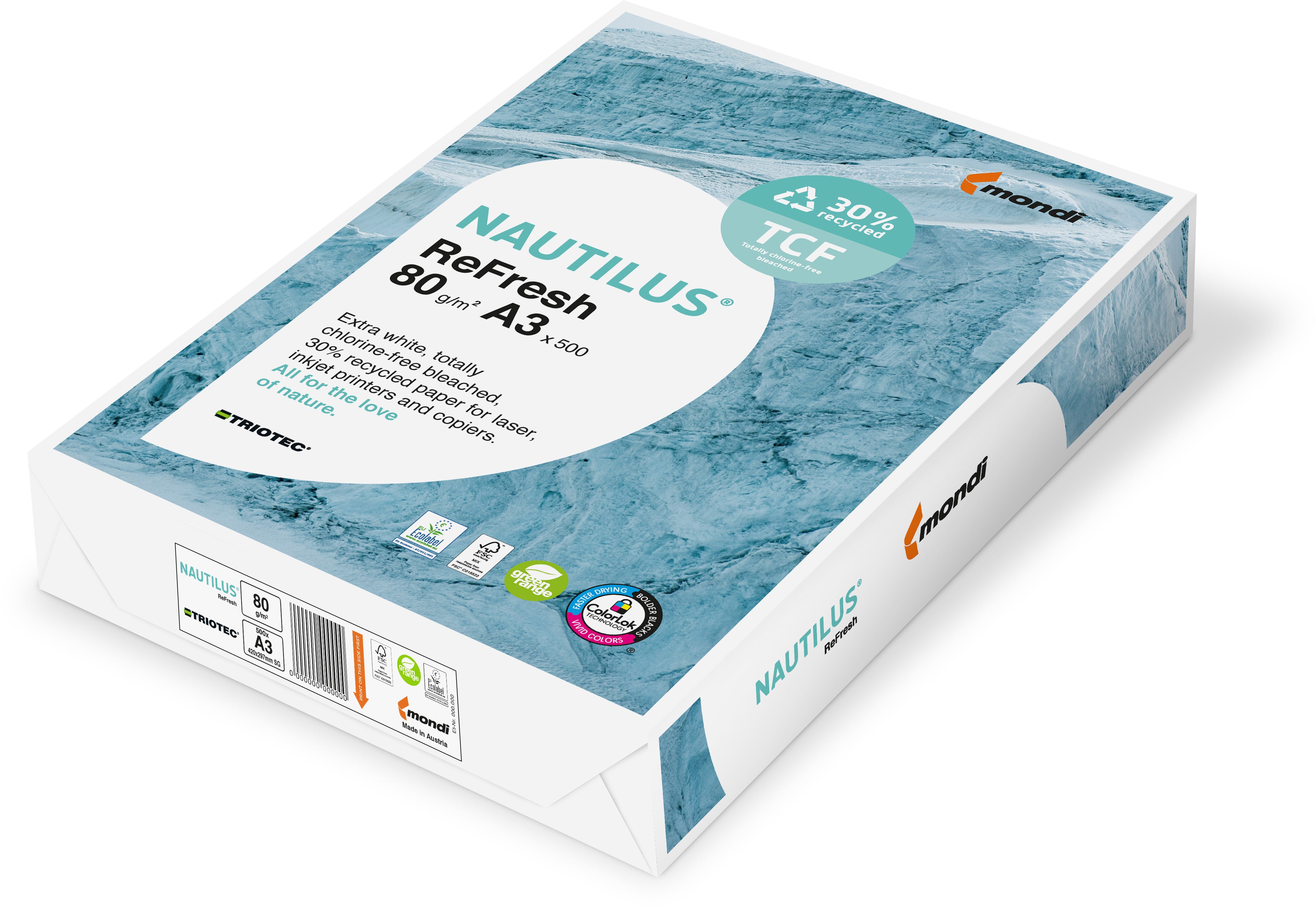 NAUTILUS REFRESH Kopierpapier FSC A3 88078257 Frischfaser-Rec.80g SB 500 B.