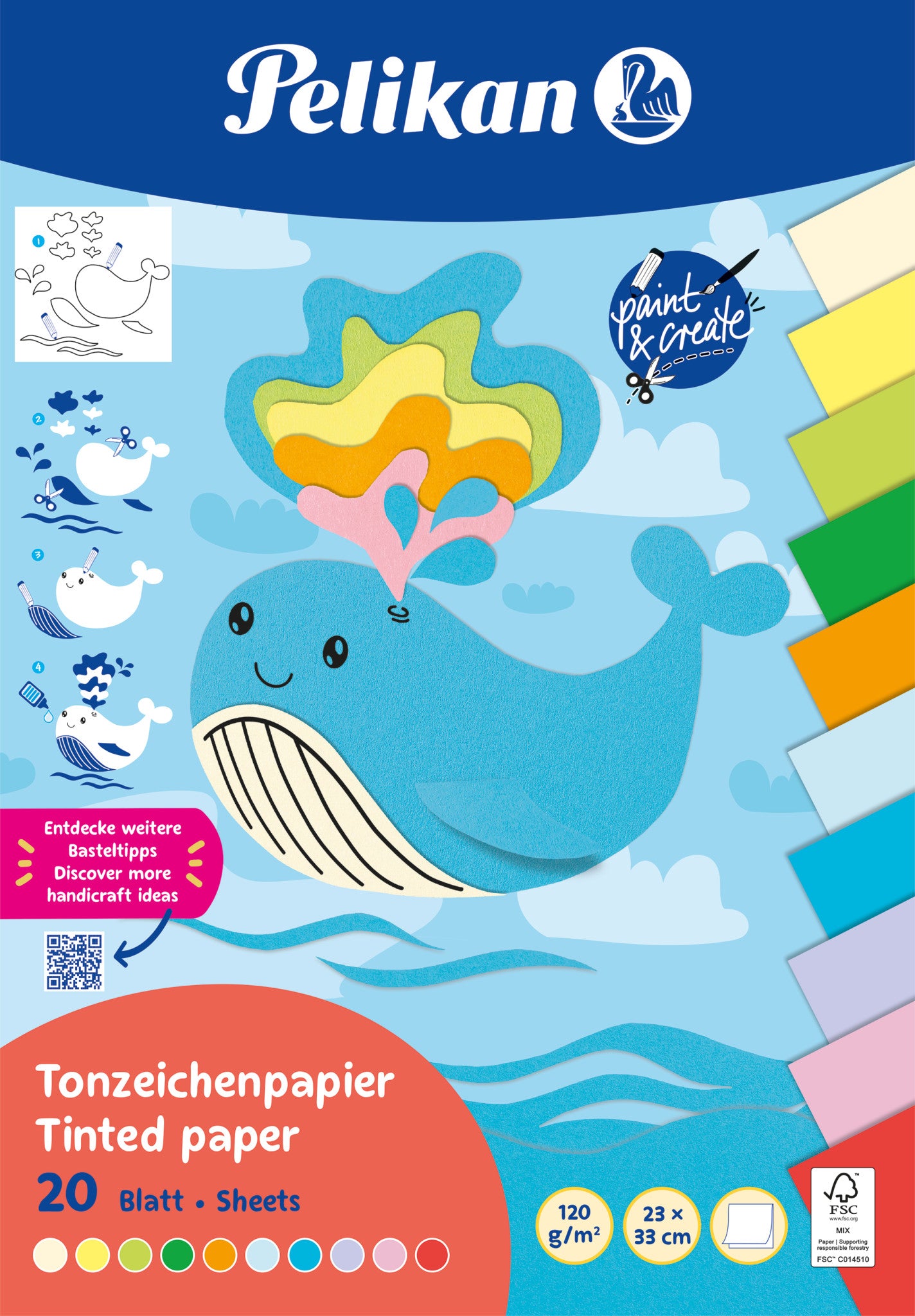 PELIKAN Tonzeichenpapier 101592 Summer 23x33 cm, 120 g/m2
