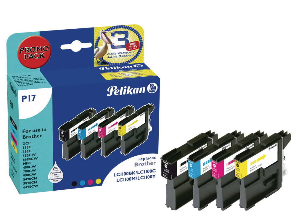 PELIKAN Valuepack P17 BKCMY LC-1100VALPE zu Brother MFC-490C 13/8ml