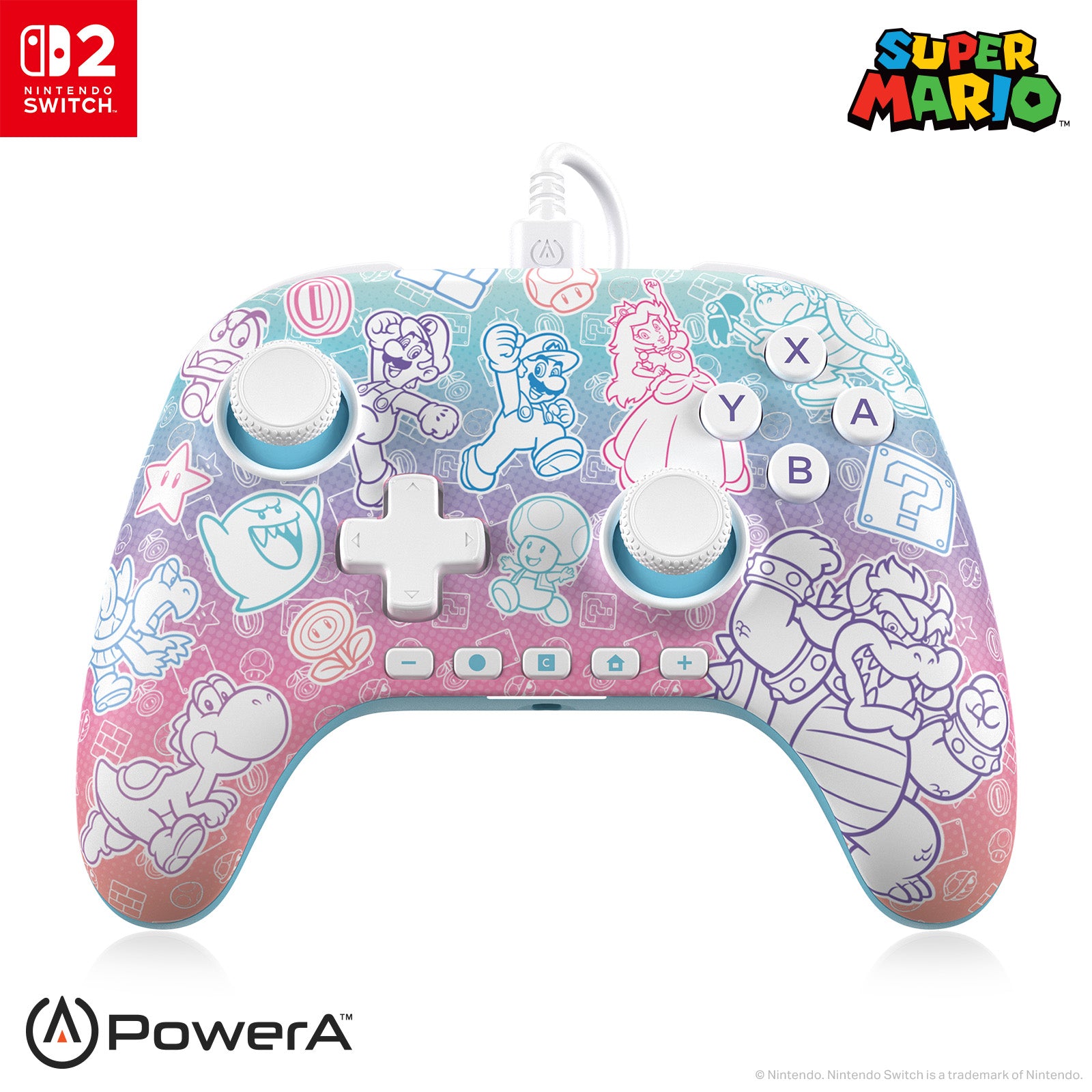 POWER A Advantage Wired Controller NSGP0526-01 NSW2, Mushroom Kingdom