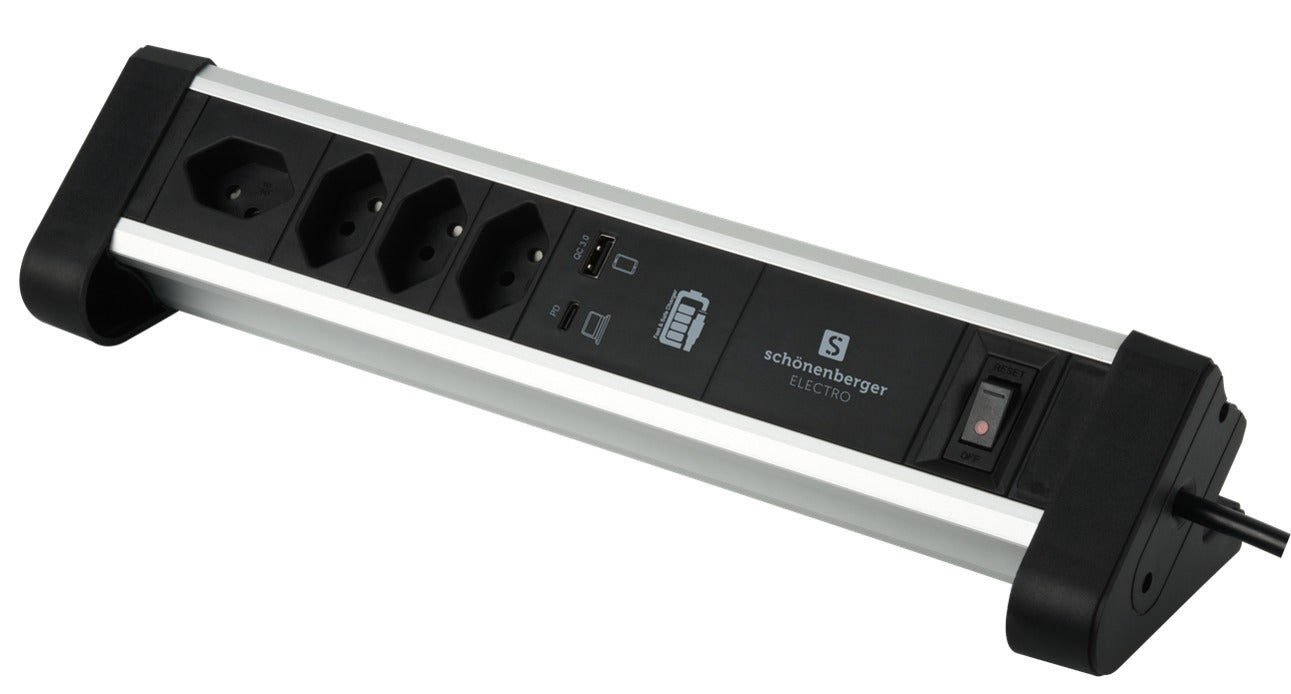 S-ELECTRO Tischsteckdosenleiste Alu 85.835.4AL USB C/A