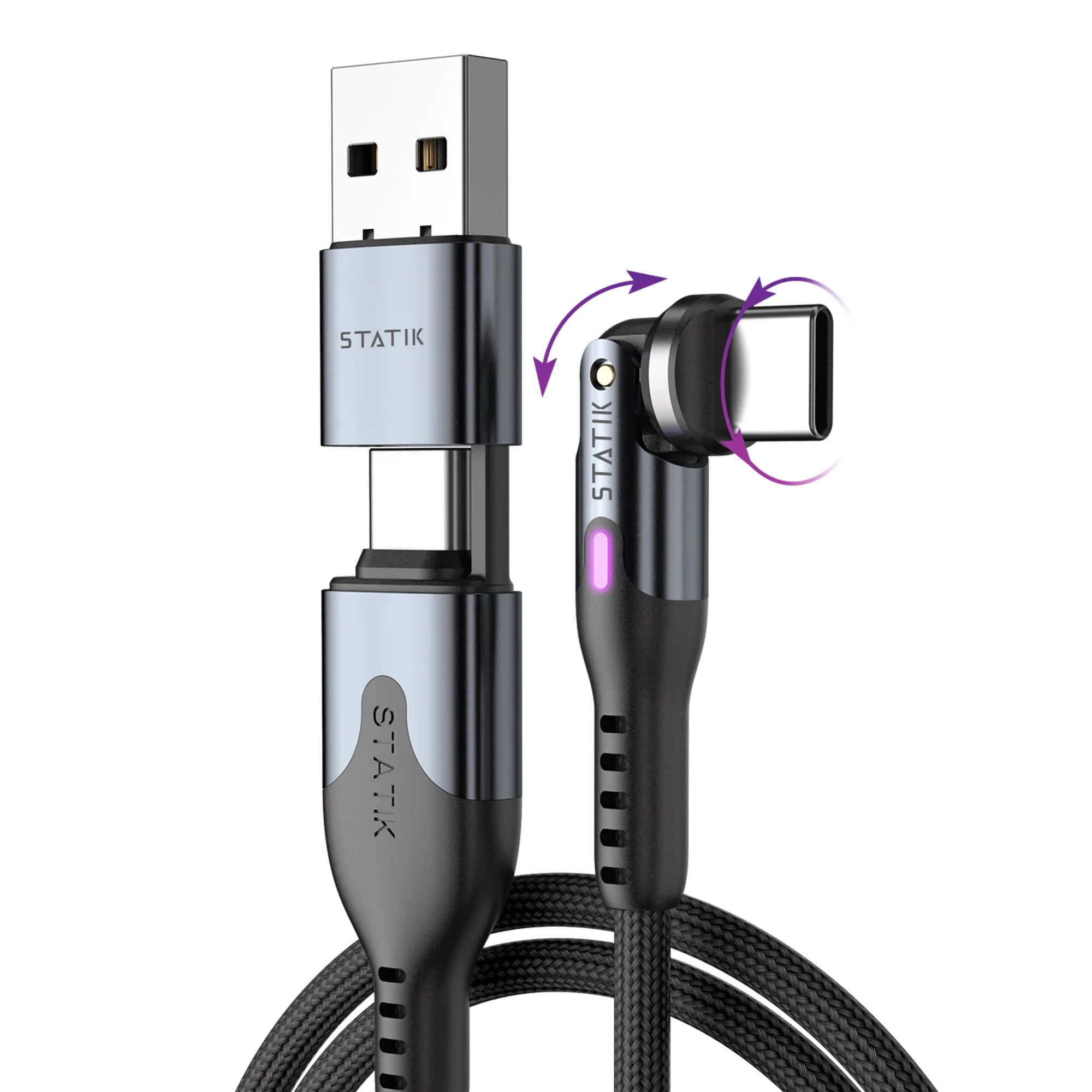 STATIK PowerPivot Pro Nylon Braided PUP-0455-6FT-CC USB-C to C, 2m 100W Black