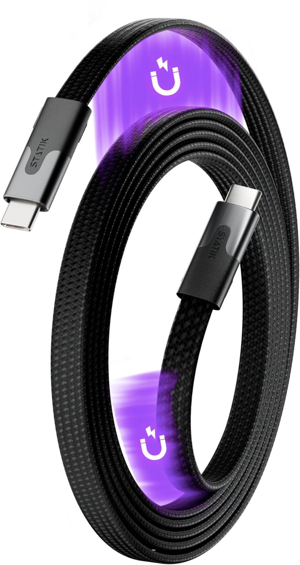 STATIK MagStack Slim Pro Cable PUP-0495-6FT-CC-BLK USB-C to C, 2M, 100W Black