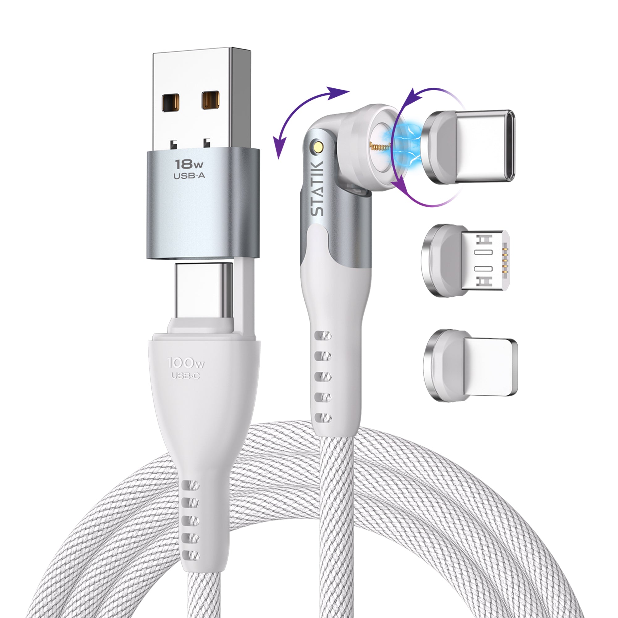 STATIK Statik 360 Pro, Uni.Mag. Tip PUP-0520-WHT-6FT Cable 2.0, 2m, 100W White