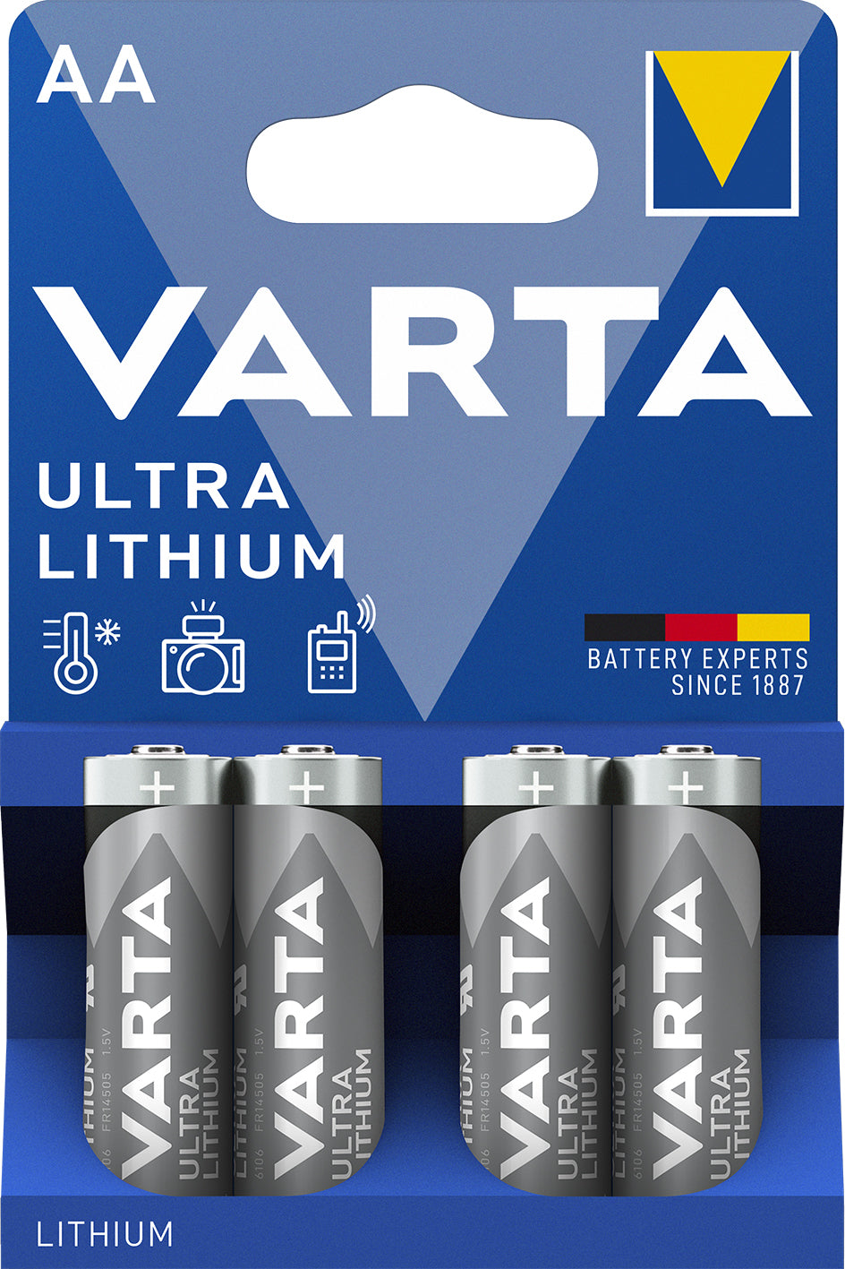 VARTA Batterie Lithium AA,1,5V 6106301404 2900 mAh 4 Stück