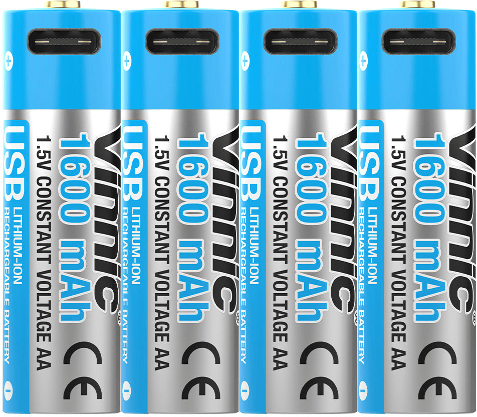 VINNIC USB Rech. Batt. AA Type-C VPRB-UC2A-4PC 1600mAh,Case,4pcs.