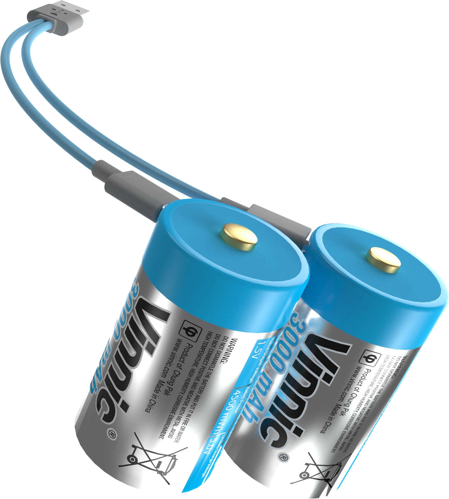 VINNIC USB Rech. Batt. C Type-C VPRB-UCC-2PC 3000mAh,Case,2pcs.