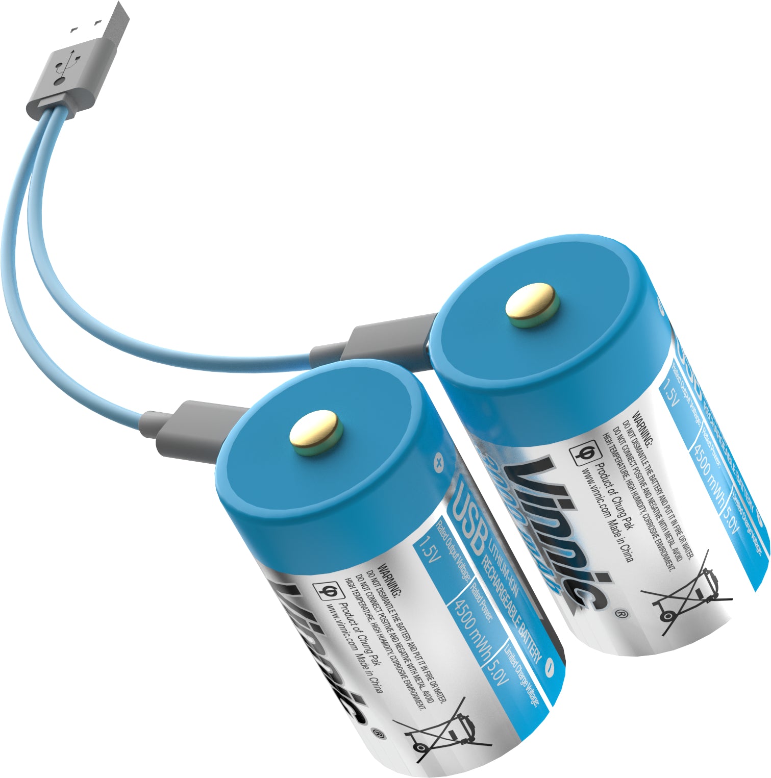 VINNIC USB Rech. Batt. D Type-C VPRB-UCD-2PC 3000mAh,Case,2pcs.